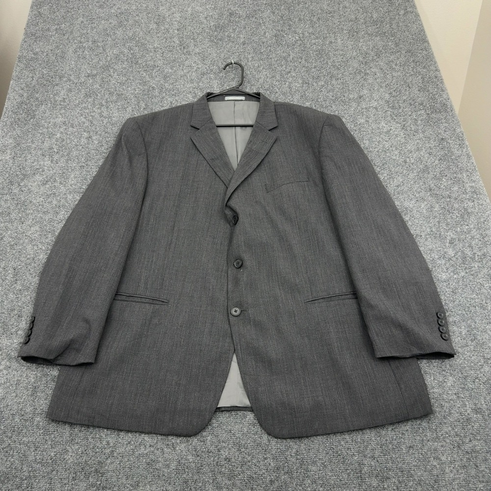 Oscar‎ de la Renta Blazer Mens 50R Grey Wool 3 Button Freedom Suit Professional